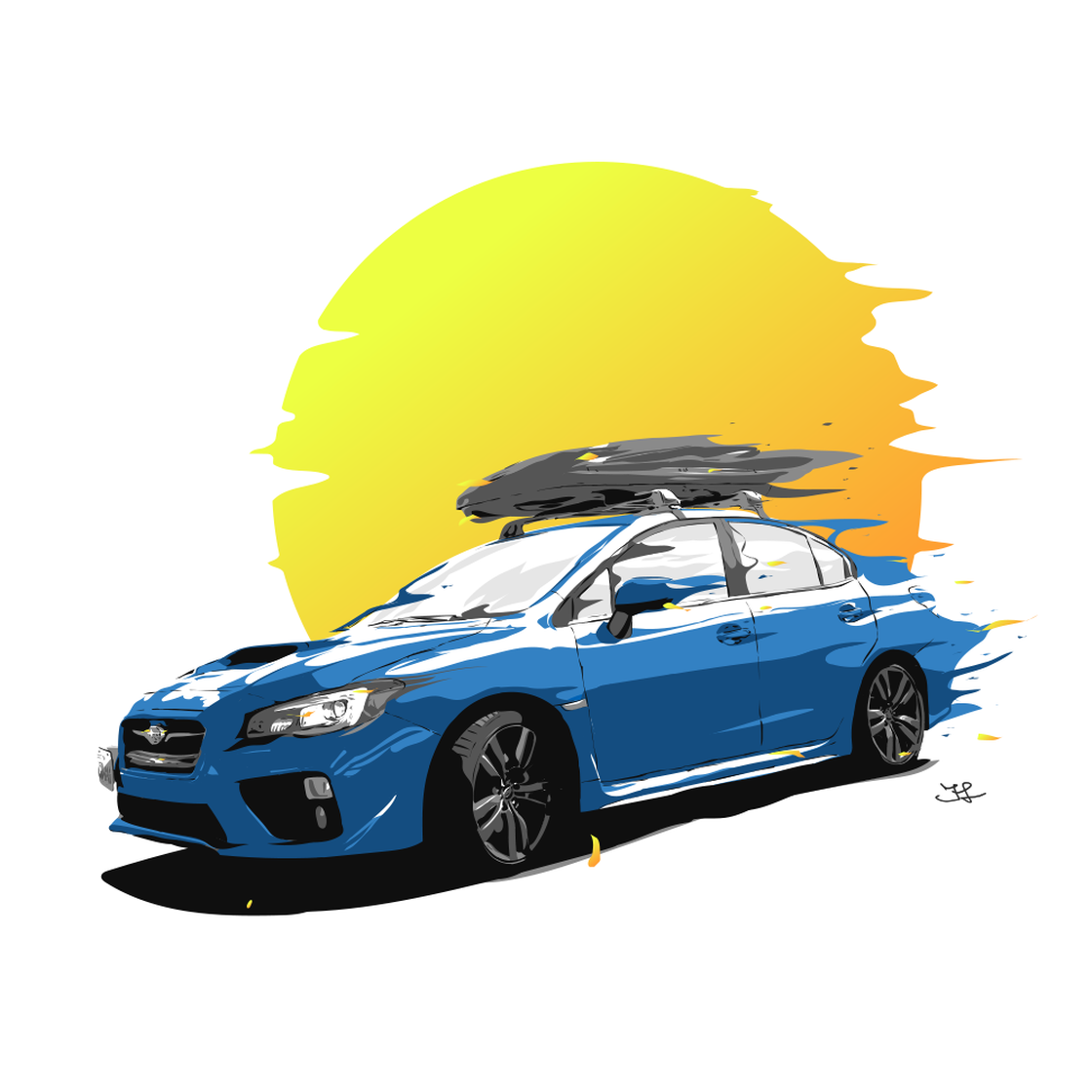 Digital car art illustration of my 2016 Subaru WRX.