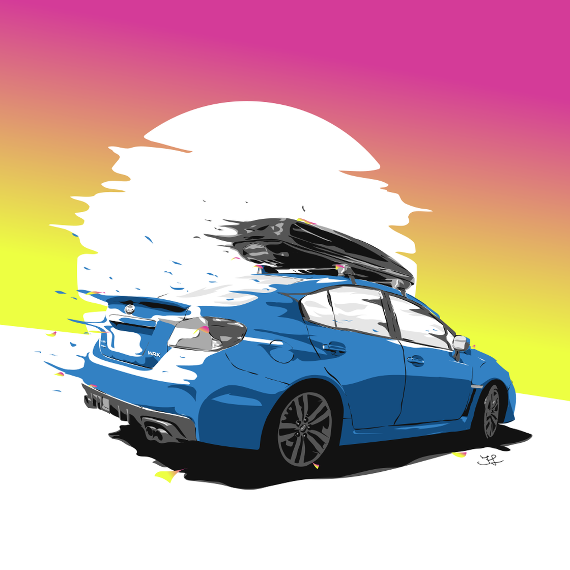 Back view digital illustration of my 2016 Subaru WRX